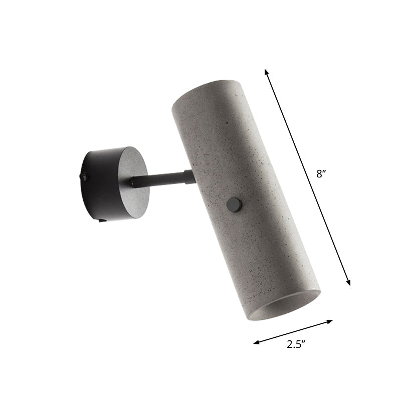 Pipe Clothing Store Wall Light Cement Minimalist LED Wall Lamp in Gray with Swivel Joint