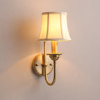 Descending living room wall lighting antique fabric 1 bulb golden wall lamp with U-shaped arm