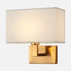 Postmodern Cube Wall Lamp Fabric 1-Light Night Table Reading Wall Lamp in White/Beige/Brown with Black/Golden Arm