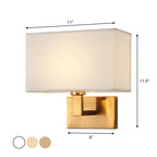 Postmodern Cube Wall Lamp Fabric 1-Light Night Table Reading Wall Lamp in White/Beige/Brown with Black/Golden Arm
