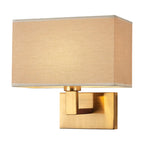 Postmodern Cube Wall Lamp Fabric 1-Light Night Table Reading Wall Lamp in White/Beige/Brown with Black/Golden Arm