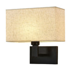 Postmodern Cube Wall Lamp Fabric 1-Light Night Table Reading Wall Lamp in White/Beige/Brown with Black/Golden Arm