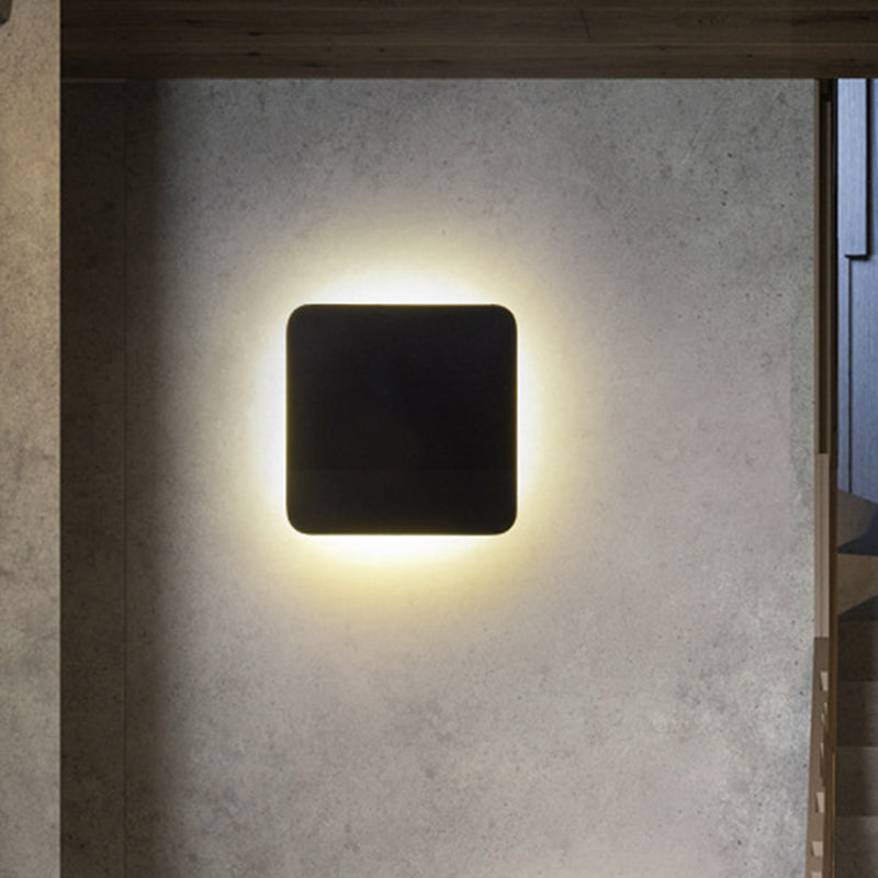 Round/Rectangular Flush Mount Wall Lamp Minimalist Aluminum Corridor LED Wall Lamp in Black