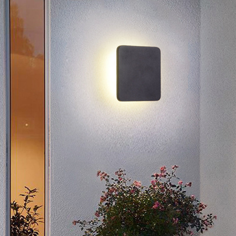 Round/Rectangular Flush Mount Wall Lamp Minimalist Aluminum Corridor LED Wall Lamp in Black
