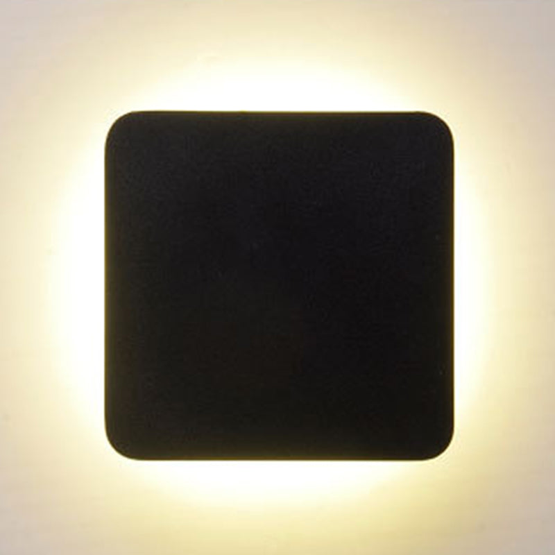 Round/Rectangular Flush Mount Wall Lamp Minimalist Aluminum Corridor LED Wall Lamp in Black