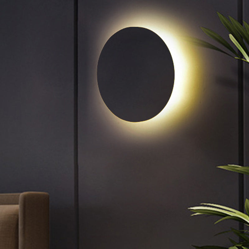 Round/Rectangular Flush Mount Wall Lamp Minimalist Aluminum Corridor LED Wall Lamp in Black