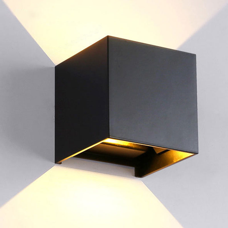 Cube/Triangle/Cylinder Wall Lamps Light Nordic Metal Black Up and Down LED Wall Lamp for Outdoor Use