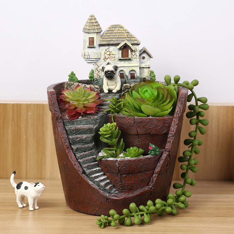 Succulent decorative flower pot for mini garden – Bonsai planting pot for micro landscape and garden