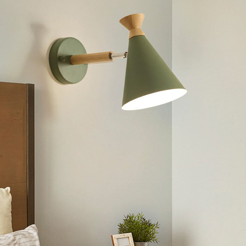 Eisen conical wall lamp contemporary 1-light wall lighting ideas with wooden top