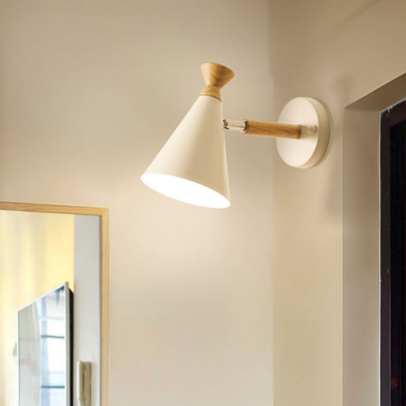 Eisen conical wall lamp contemporary 1-light wall lighting ideas with wooden top