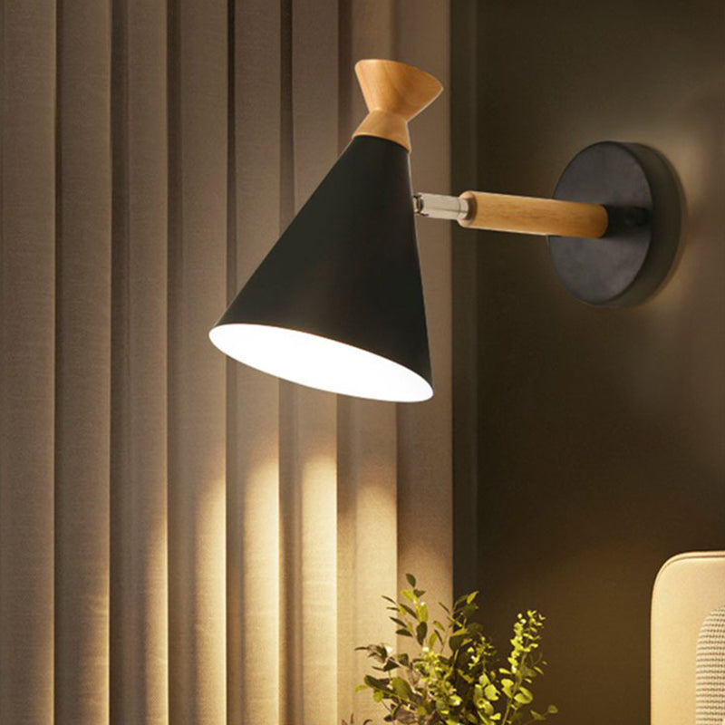 Eisen conical wall lamp contemporary 1-light wall lighting ideas with wooden top