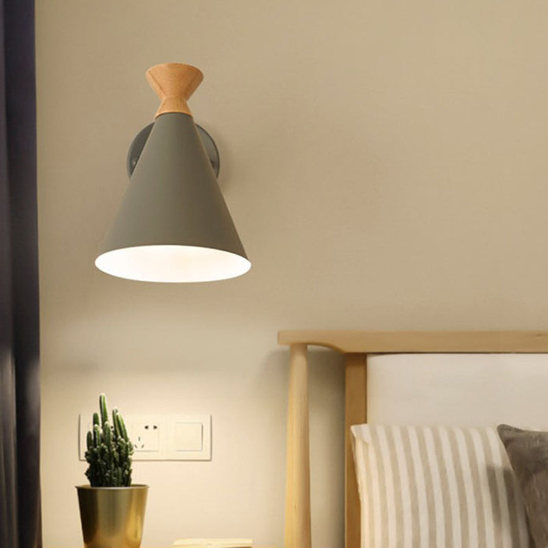 Eisen conical wall lamp contemporary 1-light wall lighting ideas with wooden top
