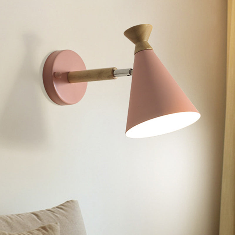 Eisen conical wall lamp contemporary 1-light wall lighting ideas with wooden top