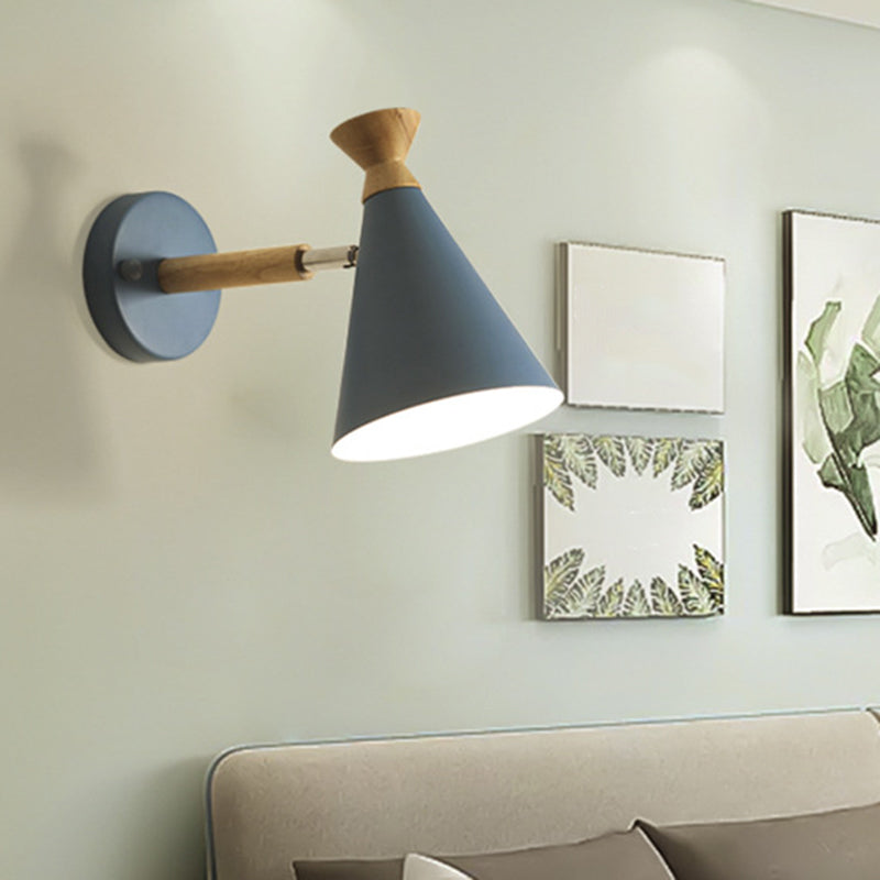 Eisen conical wall lamp contemporary 1-light wall lighting ideas with wooden top