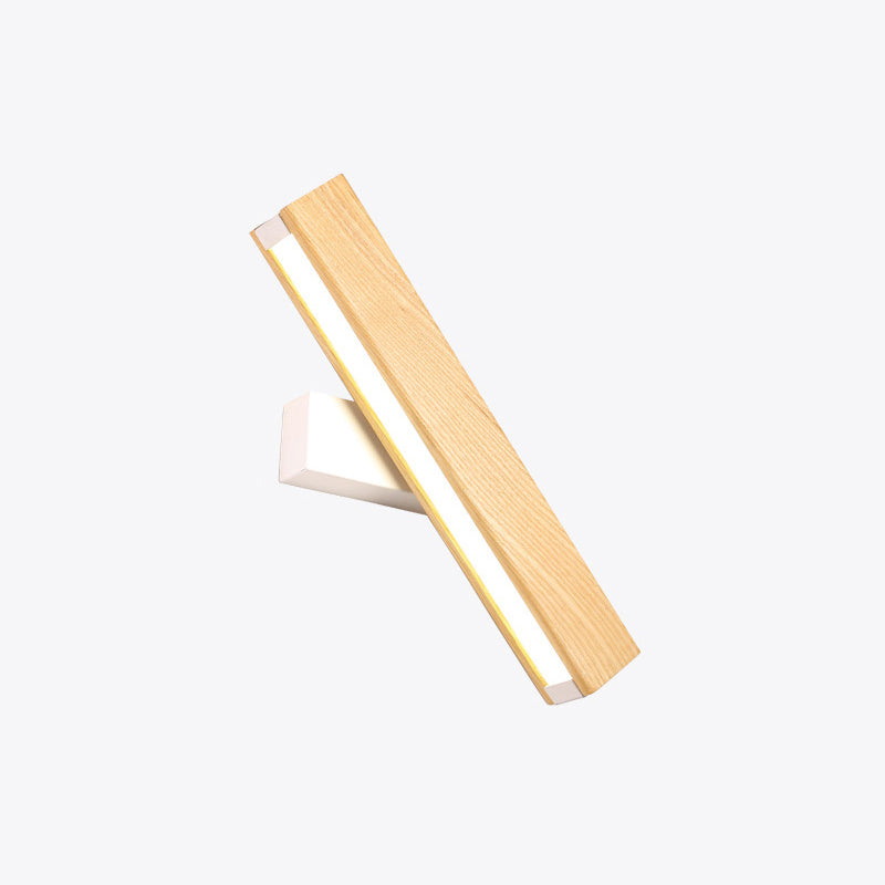 Linear Reading Wall Lamp Modern Wooden Rotatable LED Bedroom Wall Lamp