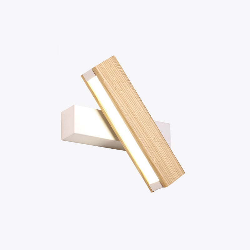 Linear Reading Wall Lamp Modern Wooden Rotatable LED Bedroom Wall Lamp