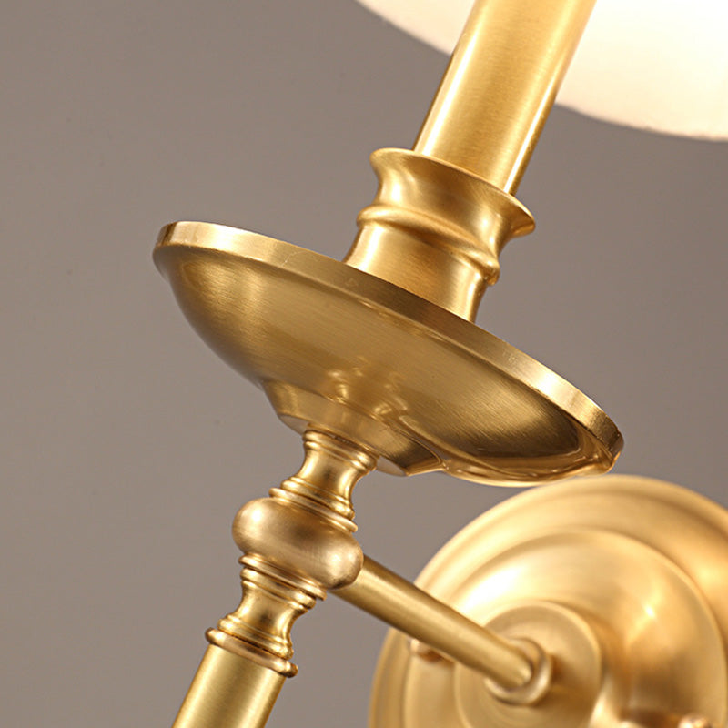 Candle holder living room wall lighting vintage metal single gold wall lamp with empire fabric shade