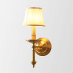 Candle holder living room wall lighting vintage metal single gold wall lamp with empire fabric shade