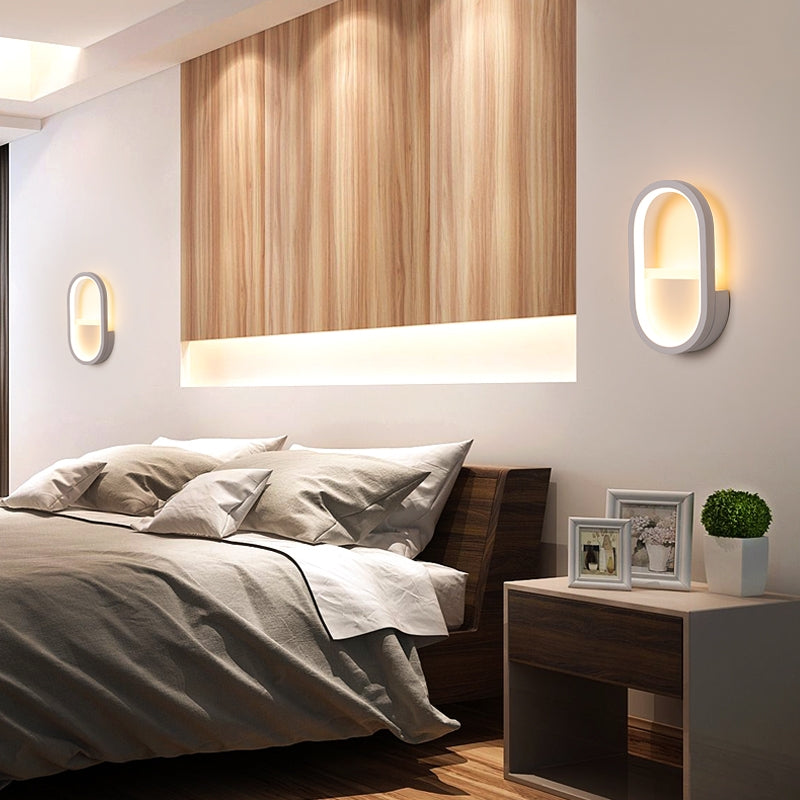 Oval wall lamp Contemporary Acrylic Black/White LED wall lamp in Warm/White light