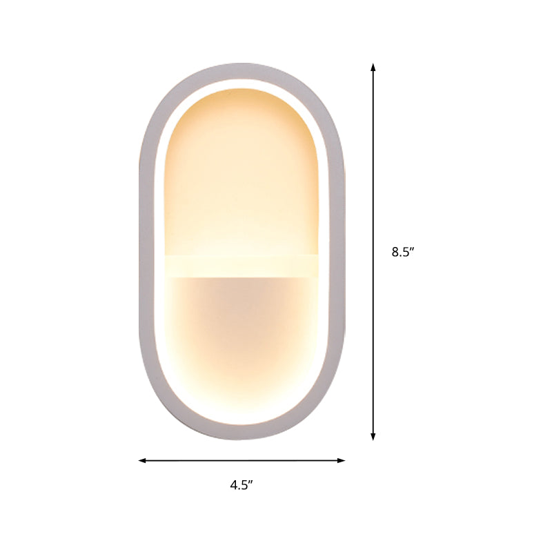 Oval wall lamp Contemporary Acrylic Black/White LED wall lamp in Warm/White light