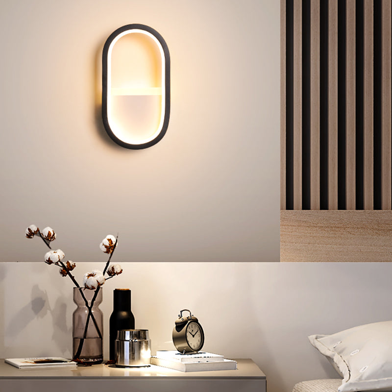 Oval wall lamp Contemporary Acrylic Black/White LED wall lamp in Warm/White light
