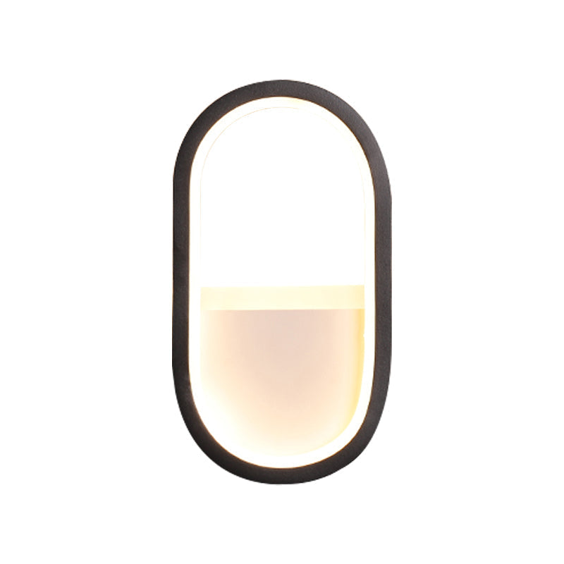 Oval wall lamp Contemporary Acrylic Black/White LED wall lamp in Warm/White light