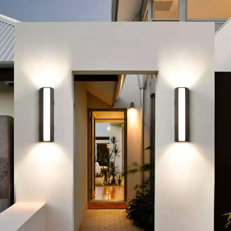 Trapezoidal wall lamp Minimalist metal courtyard LED wall light in black