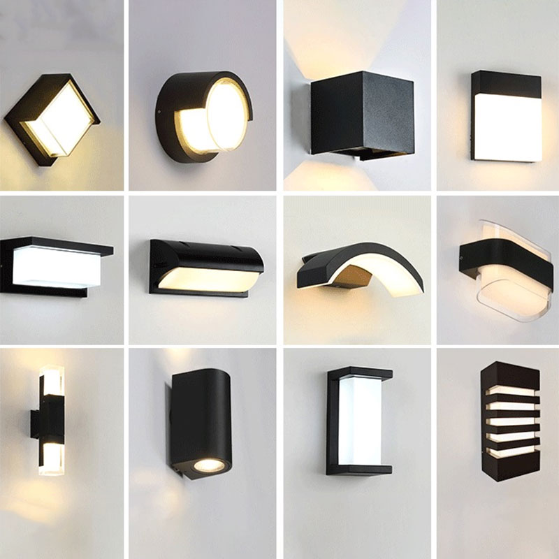 Geometric Acrylic Wall Lamp Minimalist Black LED Wall Mount Lighting for Outdoor