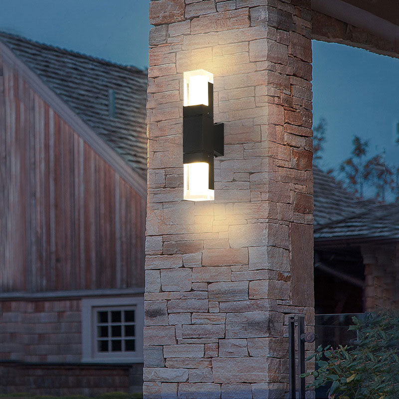 Geometric Acrylic Wall Lamp Minimalist Black LED Wall Mount Lighting for Outdoor