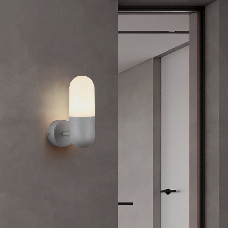 Metal Wall Lamp Postmodern 1 Light Black/Grey/White Wall Mounted Lamp for Bedroom