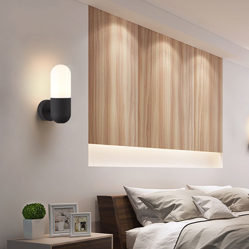 Metal Wall Lamp Postmodern 1 Light Black/Grey/White Wall Mounted Lamp for Bedroom