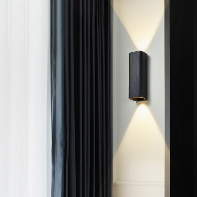Modern Cube-shaped Wall Lamp Metal Living Room LED Up and Down Wall Lamp in Bronze/yellow/brown