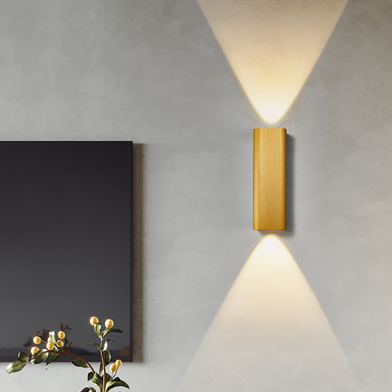 Modern Cube-shaped Wall Lamp Metal Living Room LED Up and Down Wall Lamp in Bronze/yellow/brown