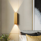 Modern Cube-shaped Wall Lamp Metal Living Room LED Up and Down Wall Lamp in Bronze/yellow/brown