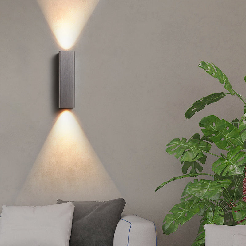 Modern Cube-shaped Wall Lamp Metal Living Room LED Up and Down Wall Lamp in Bronze/yellow/brown