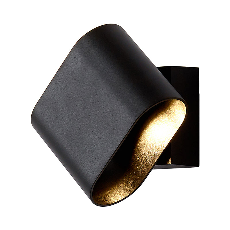 Round Corners Cube Wall Lamp Simple Metal LED Black/Grey/White Wall Lamp for Hallway
