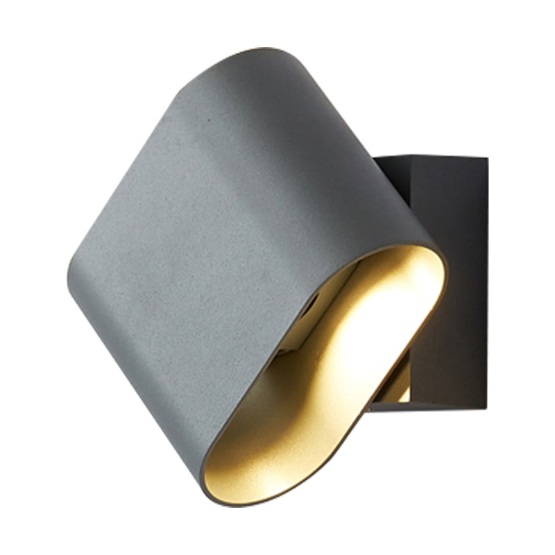 Round Corners Cube Wall Lamp Simple Metal LED Black/Grey/White Wall Lamp for Hallway