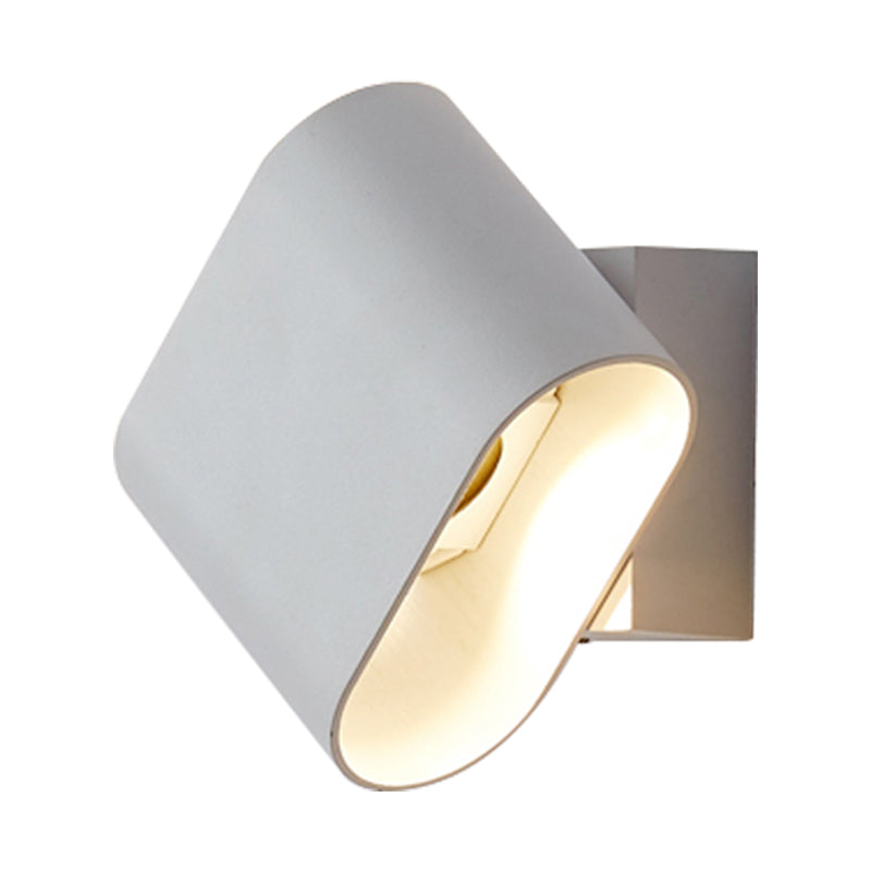 Round Corners Cube Wall Lamp Simple Metal LED Black/Grey/White Wall Lamp for Hallway