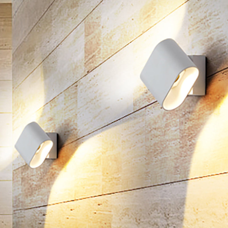 Round Corners Cube Wall Lamp Simple Metal LED Black/Grey/White Wall Lamp for Hallway