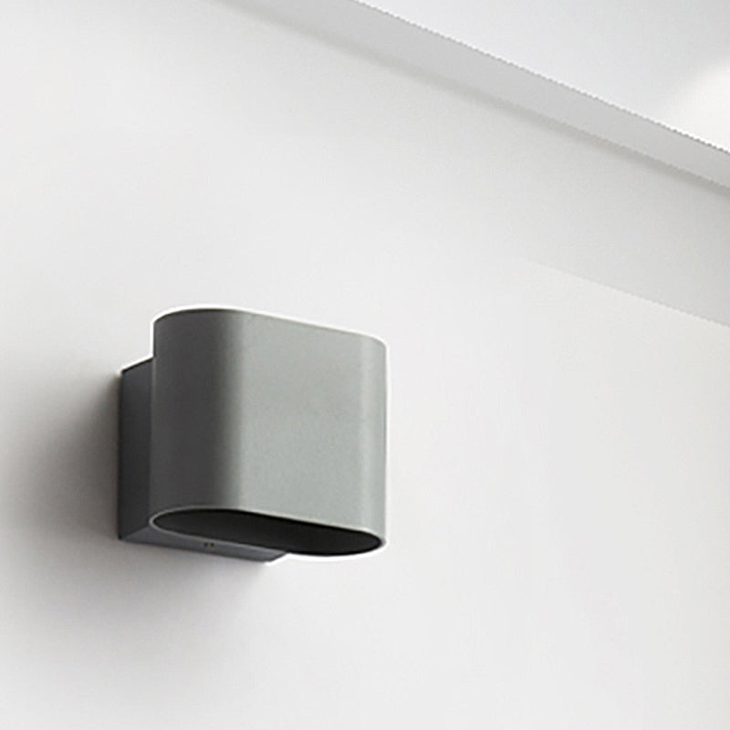 Round Corners Cube Wall Lamp Simple Metal LED Black/Grey/White Wall Lamp for Hallway