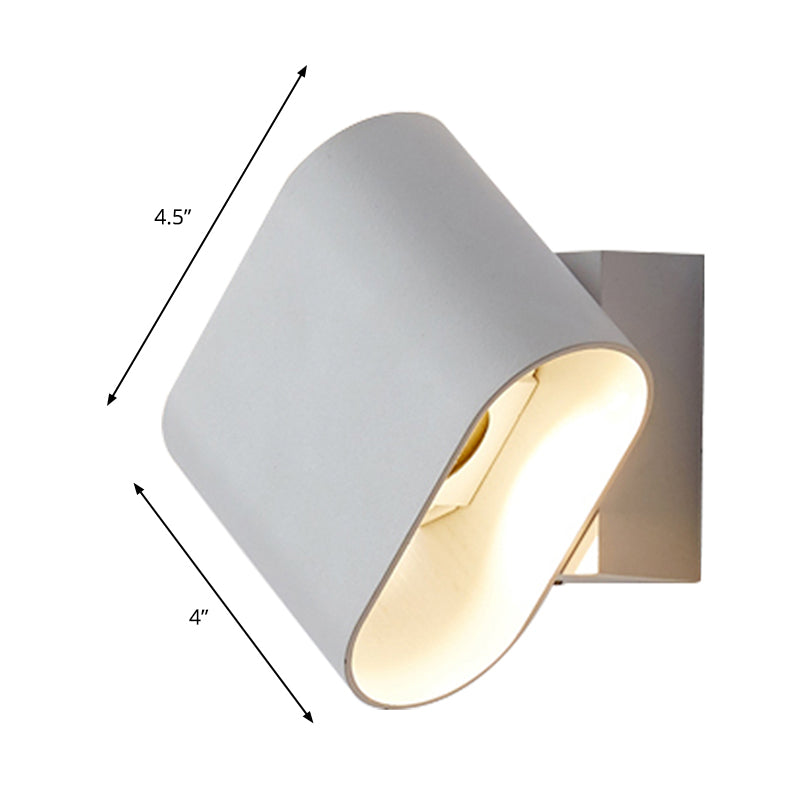 Round Corners Cube Wall Lamp Simple Metal LED Black/Grey/White Wall Lamp for Hallway