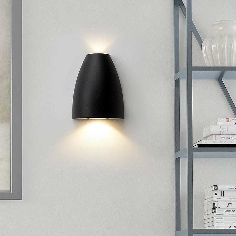 Bullet Shape Wall Mount Light Modern Metal Black/Gray/White LED Up and Down Wall Light for Stair