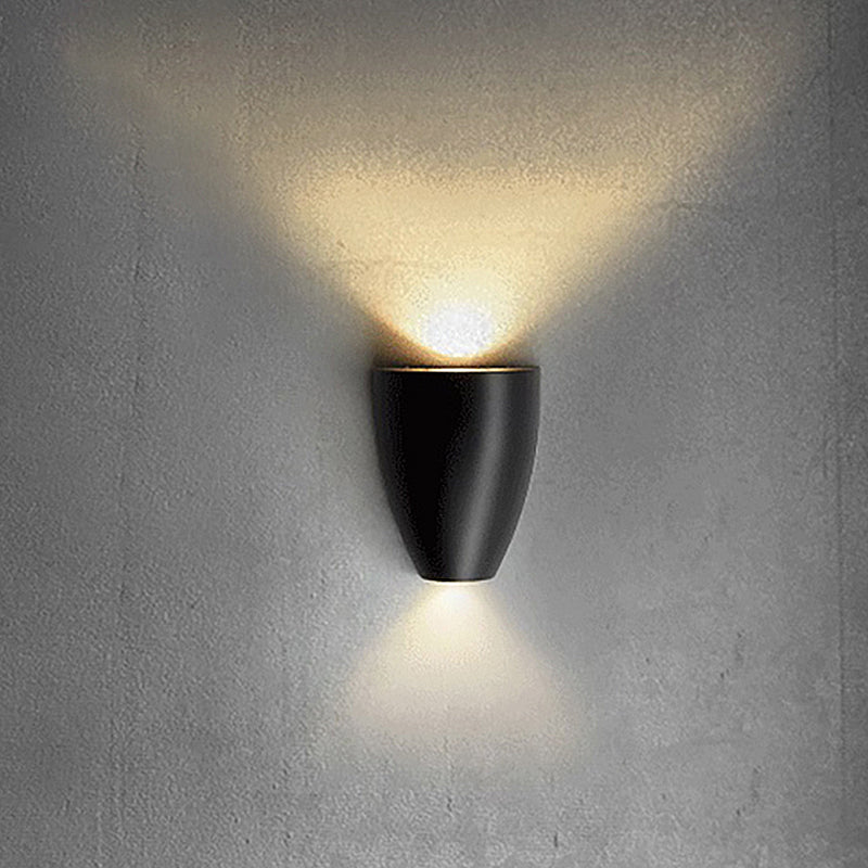 Bullet Shape Wall Mount Light Modern Metal Black/Gray/White LED Up and Down Wall Light for Stair
