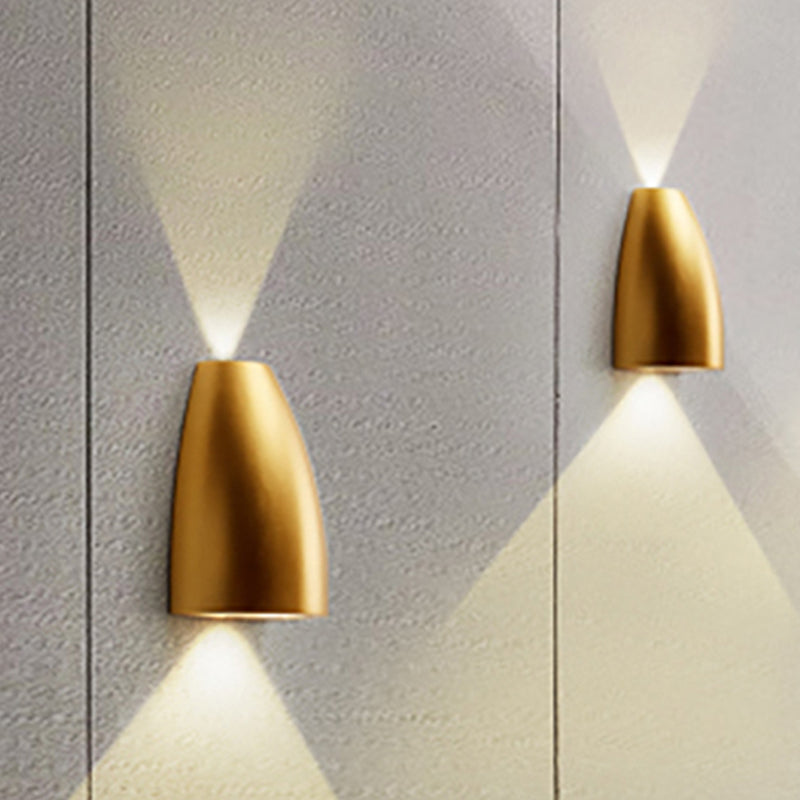 Bullet Shape Wall Mount Light Modern Metal Black/Gray/White LED Up and Down Wall Light for Stair