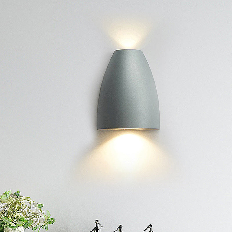 Bullet Shape Wall Mount Light Modern Metal Black/Gray/White LED Up and Down Wall Light for Stair