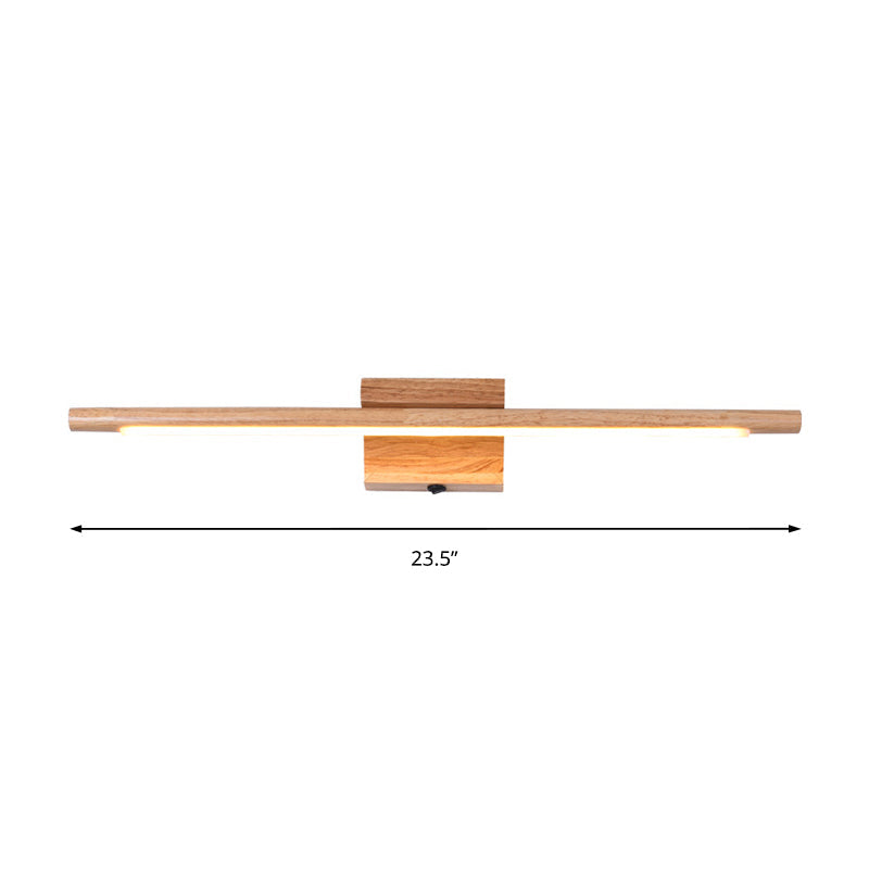 Slim Wood Vanity Wall Lamp Modernist Led Beige Wall Lamp in White/Warm Light