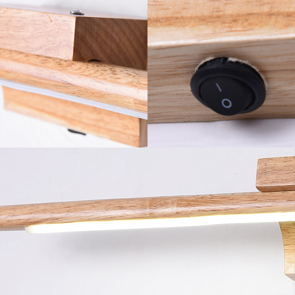 Slim Wood Vanity Wall Lamp Modernist Led Beige Wall Lamp in White/Warm Light