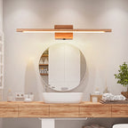 Slim Wood Vanity Wall Lamp Modernist Led Beige Wall Lamp in White/Warm Light