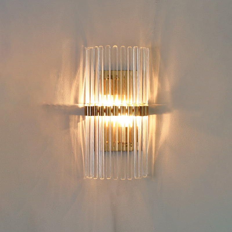 Contemporary column wall lamp crystal 2 heads living room wall lamp in gold
