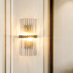 Contemporary column wall lamp crystal 2 heads living room wall lamp in gold
